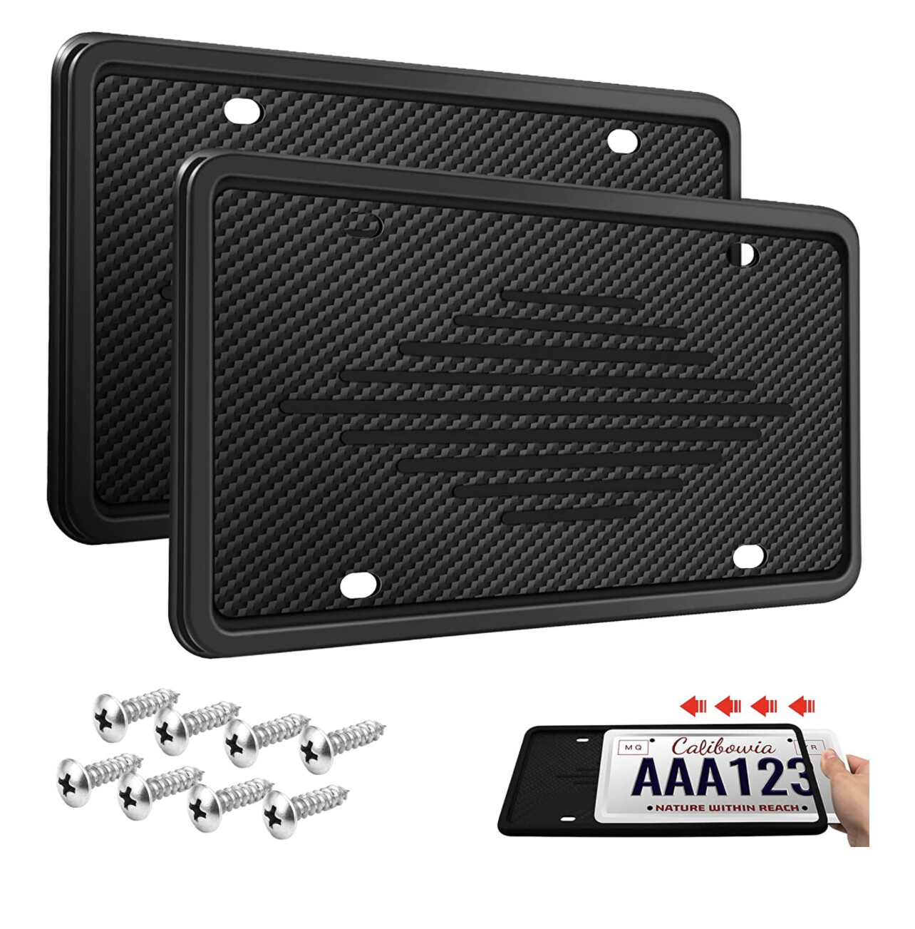 Intermerge marcos para matrícula, paquete de 2 fundas para matrícula de coche, soporte universal para matrícula de coche de EE. UU. negro TPU.