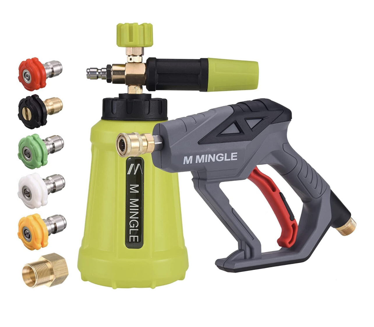 Pistola de lavado a alta presión Lanza de espuma para nieve, 4000 PSI Cannon Foam Blaster Power Washer con conector rápido de 1/4 &quot;, Kit de cañón de espuma para lavado de autos con 5 boquillas de lava