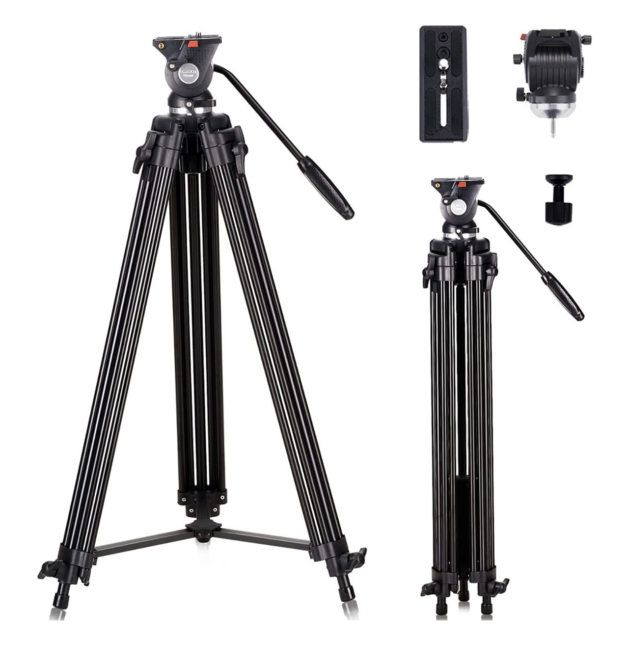 PHOSNOVA Trípode resistente para cámara de 75 &quot;, trípode de video de cabeza fluida profesional, trípode de cámara liviano 17.6LB