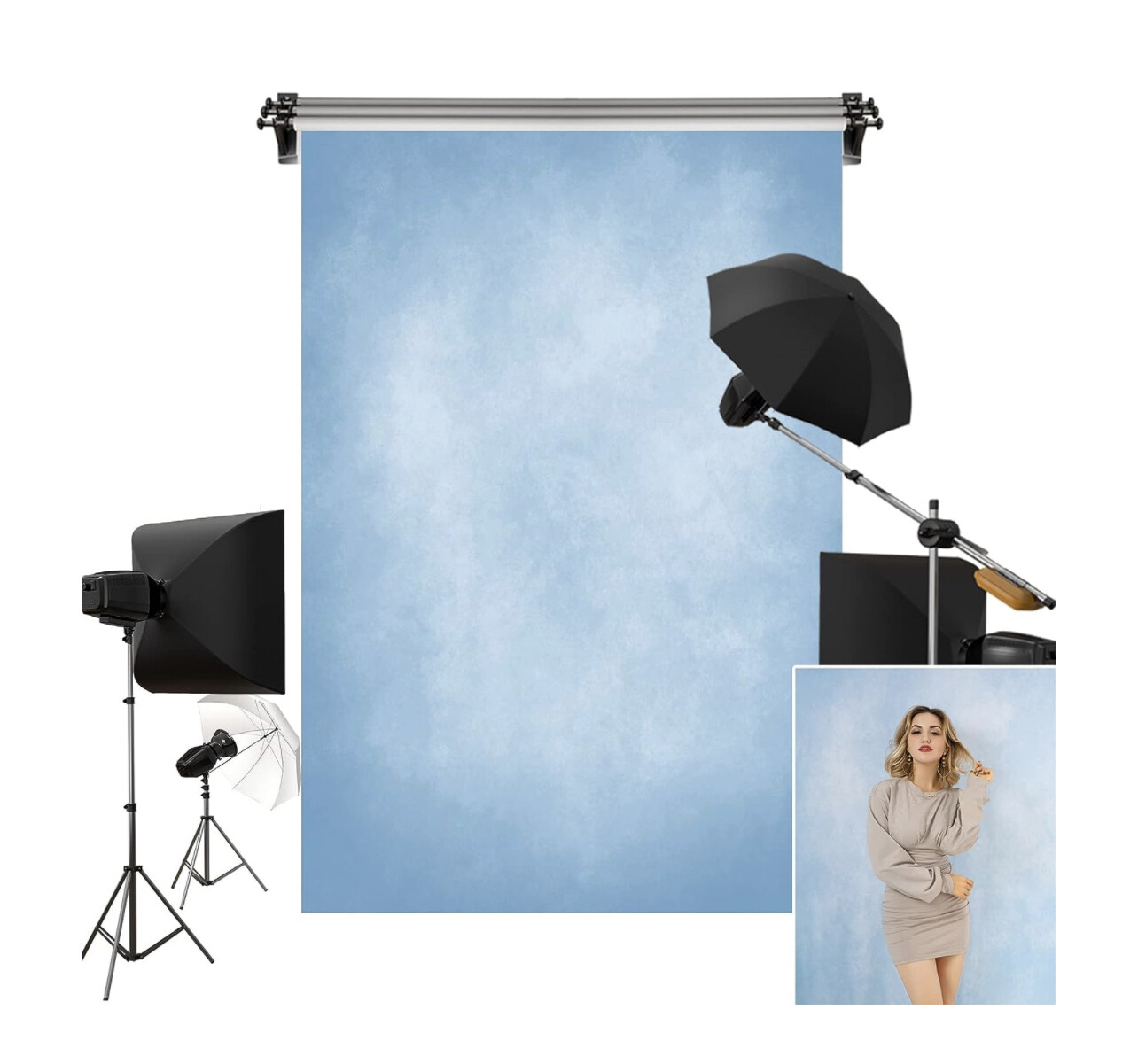 Kate 5x7ft/1.5x2.2m Fondo azul Textura Bebé Azul Retrato Sesión de fotos Accesorios de estudio