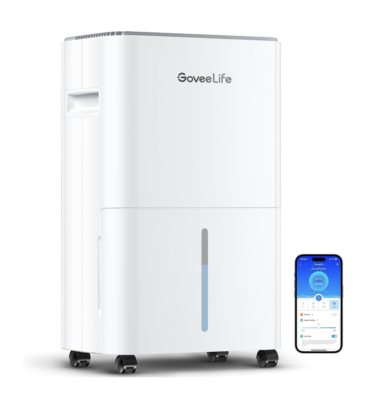Deshumidificador inteligente GoveeLife para sótano actualizado, Max 50 Pint Energy Star Certificado WIFI Deshumidificador con manguera de drenaje
