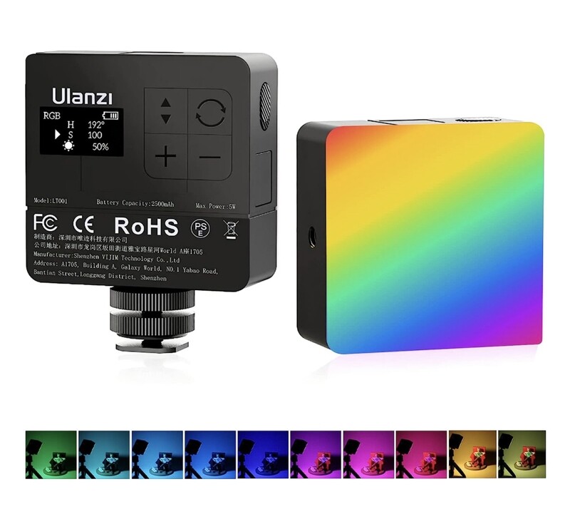 Ulanzi VL49 Pro RGB Luz de video, Mini luz de cámara LED recargable 360 ​​° Iluminación de fotografía portátil a todo color