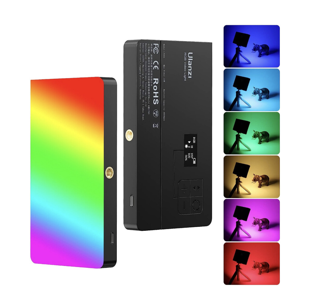 Luz de video ULANZI PL-01 RGB, panel de luz de cámara LED portátil 0-360 a todo color, luz de video LED CRI 95+ 2500-9000K
