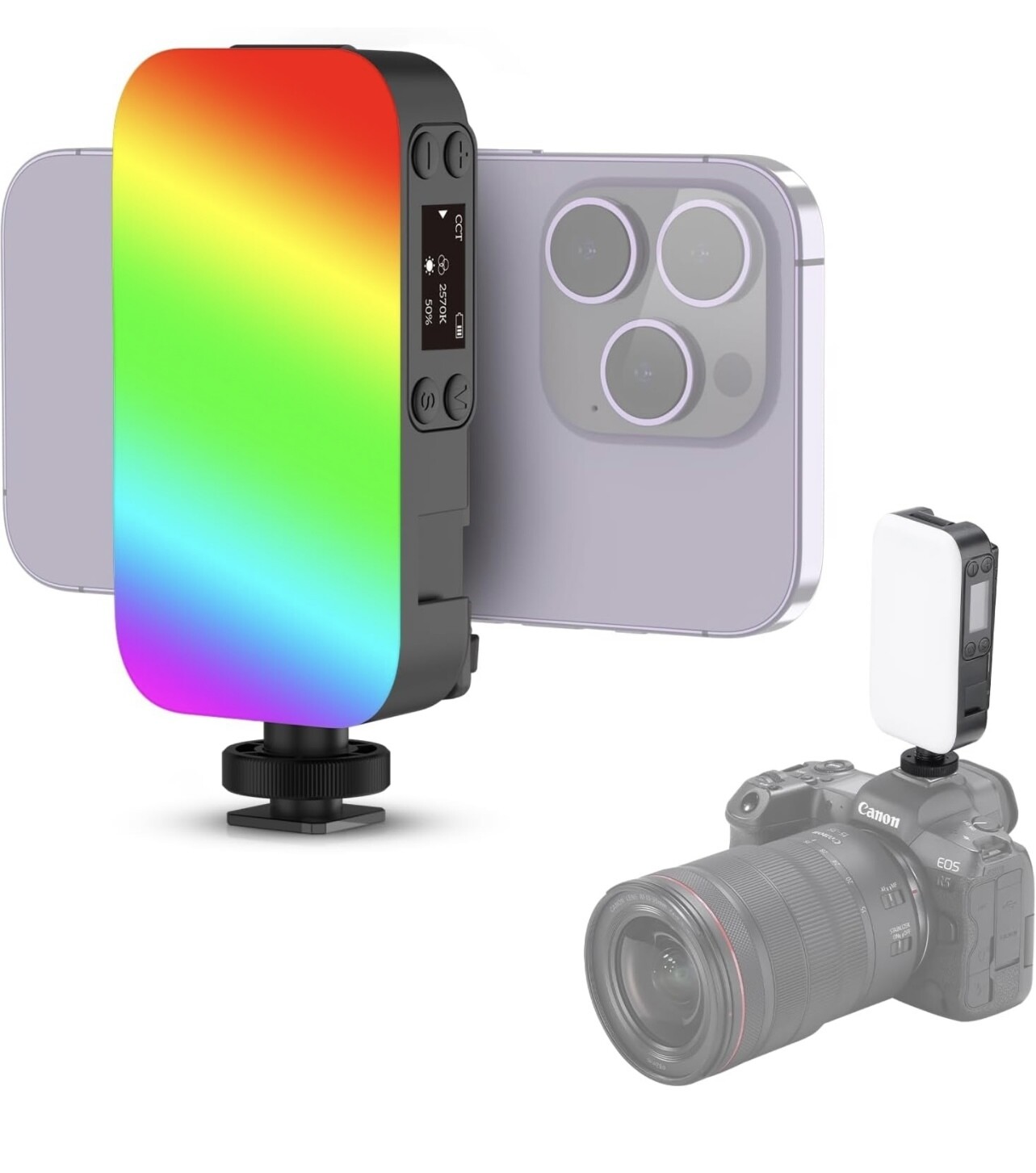 ULANZI Luz de vídeo LED RGB, luz de clip selfie portátil para teléfono, panel de luz de cámara de 360° CRI 95+/20 modos de escena/2500K-9000K/2000mAh recargable