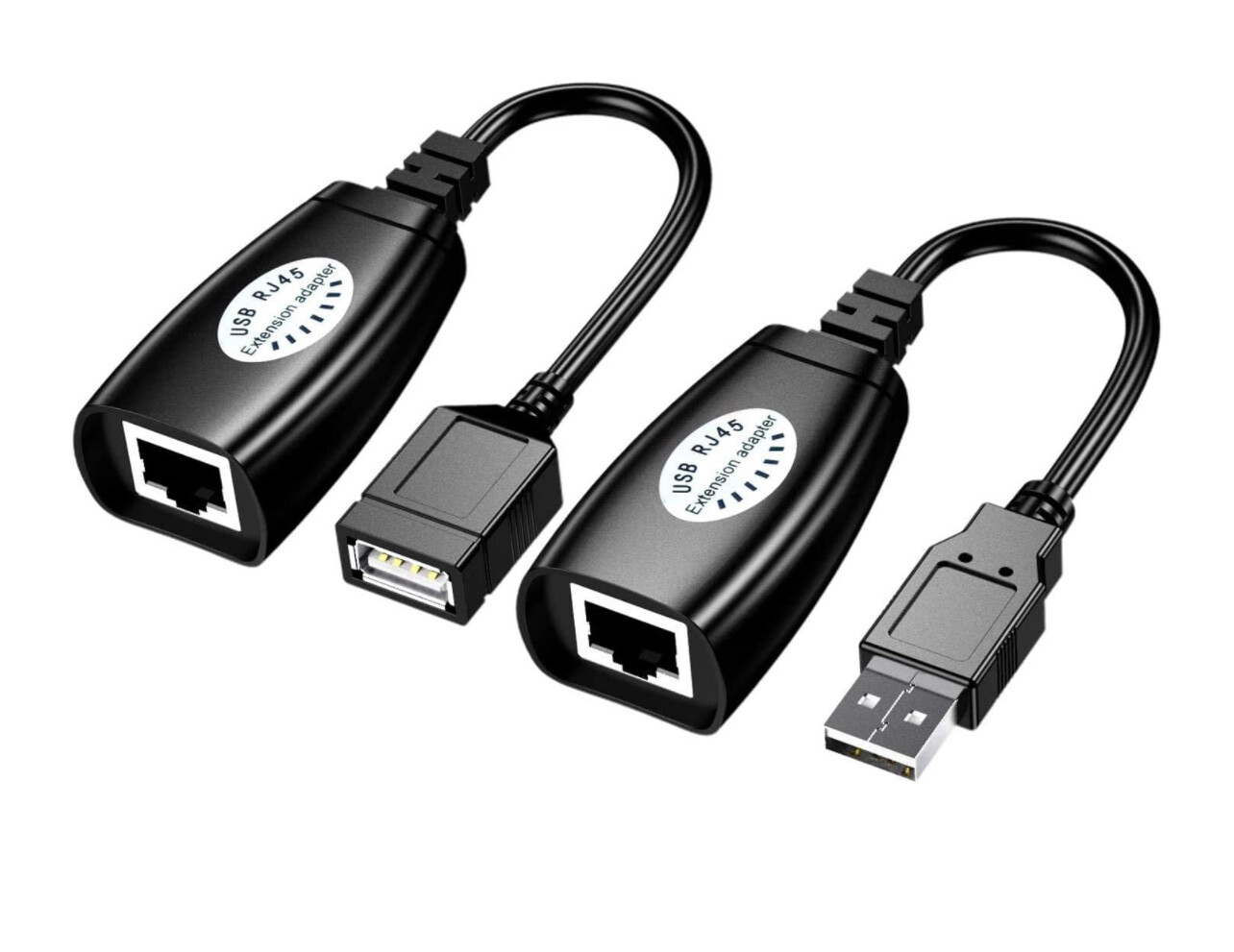USB sobre RJ45, extensor USB RJ45 sobre cable Cat5/Cat5e/Cat6, adaptador de conector de cable de extensión, hasta 150 pies de longitud