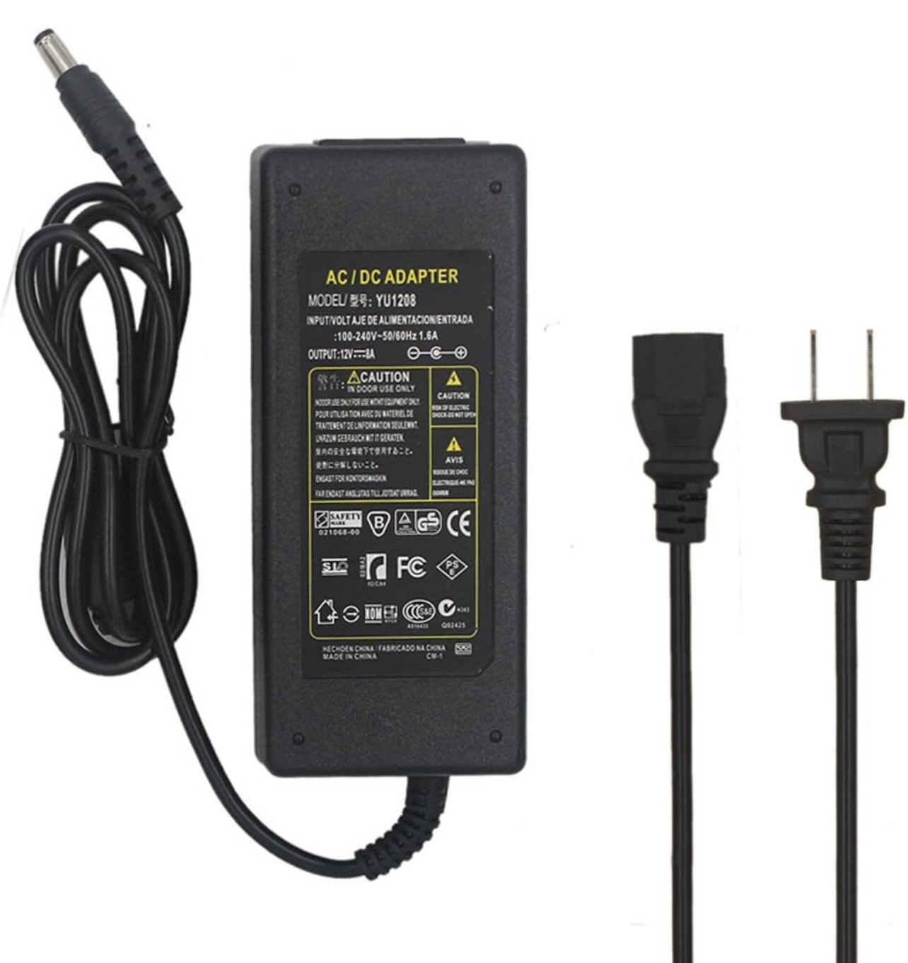 JOYLIT Adaptador de fuente de alimentación de 12 V 8 A, convertidor de CA 110 V-240 V a transformador CC de 12 voltios y 8 amperios