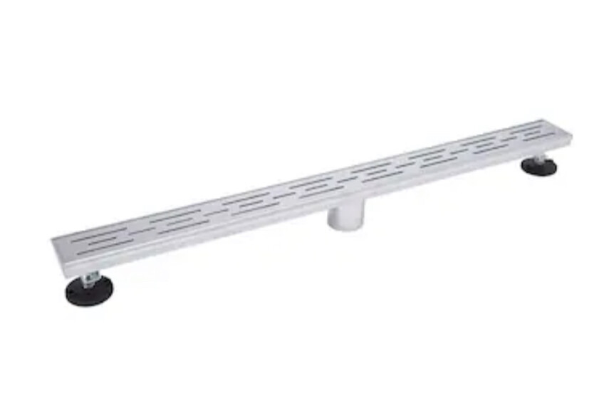 B&amp;K Desagüe de ducha lineal de acero inoxidable cromado pulido de 2,76 x 32 pulgadas