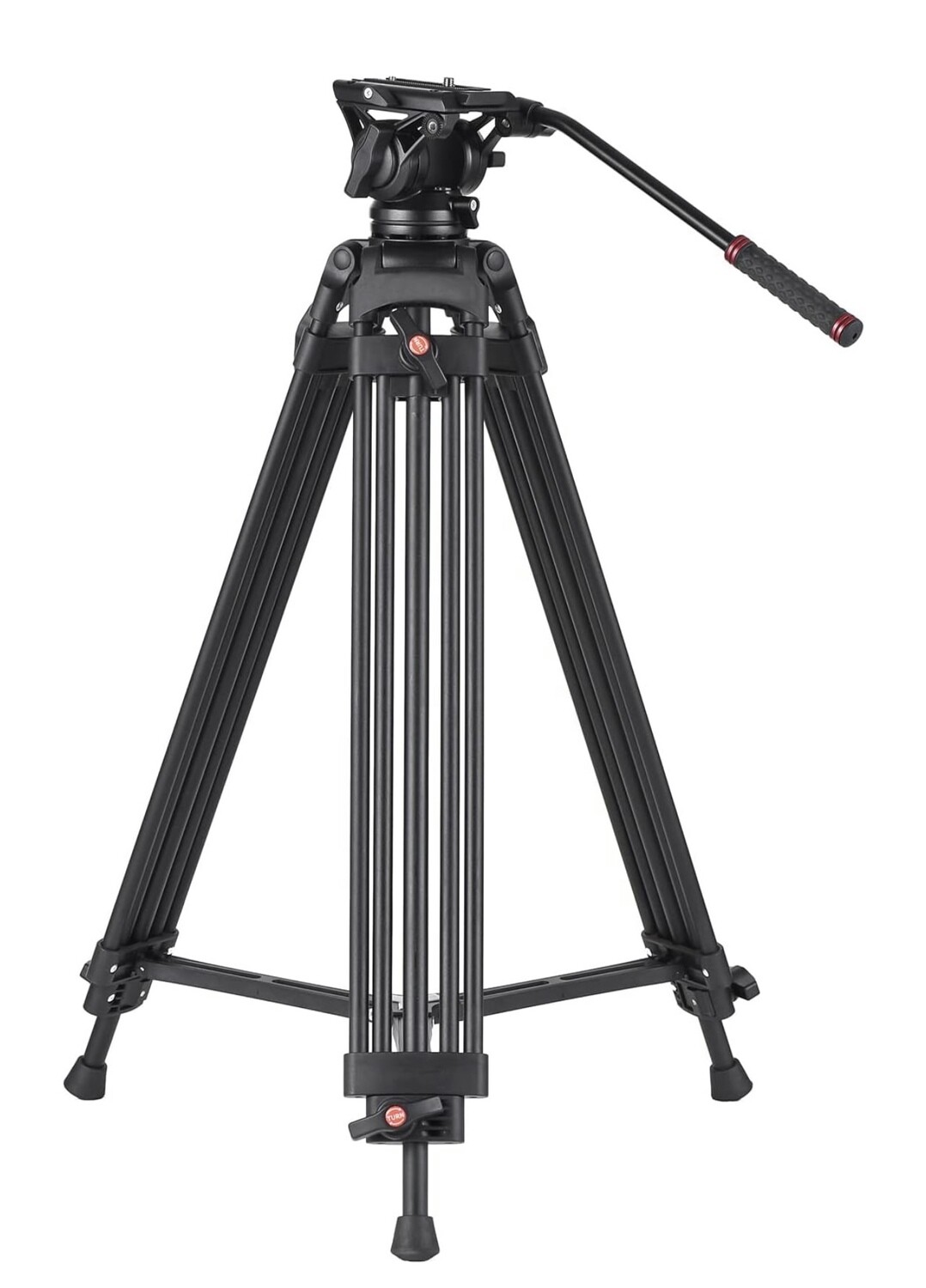 Andoer D1801 Trípode de fotografía profesional Aleación de aluminio con cabezal de tazón hidráulico fluido panorámico de 360° Extensible de 3 secciones Máx.