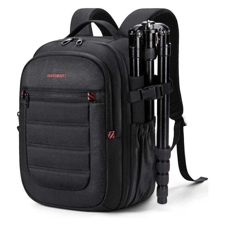 BAGSMART Mochila para cámara, Mochilas para cámara DSLR SLR para fotógrafos, Se Adapta a computadora portátil de 13,3&quot;, Bolsa pequeña para cámara Impermeable/antirrobo con Cubierta para Lluvia y Sopor