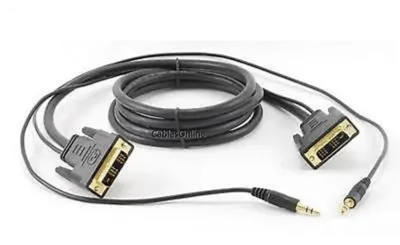 5 meters DVI-D Single Link with 3.5mm Stereo Audio/Video Cable, CablesOnline DVI-A006