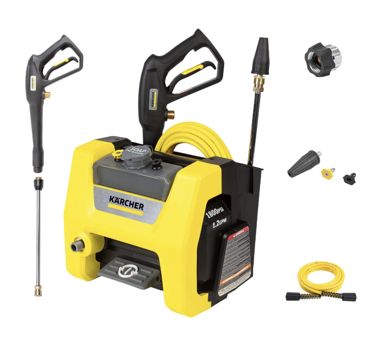 Kärcher - K1800PS Cube - Max 2250 PSI - Hidrolimpiadora eléctrica TruPressure - Con 3 boquillas pulverizadora