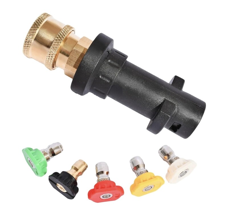Adaptador de pistola de lavado a presión de 1/4 &#39;&#39;, conexión rápida, juegos de puntas de boquilla de pulverización, accesorios de lavado a presión hembra de latón de varios grados para Karcher K2, K3,