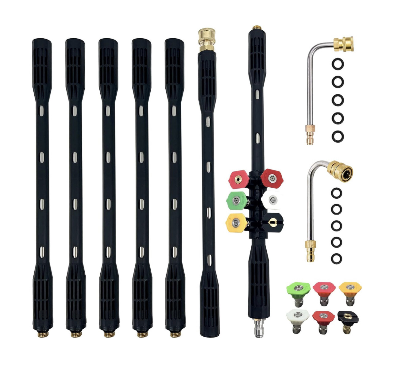 Varita de extensión para lavadora a presión, paquete de 9 herramientas de limpieza de canalones, varita de extensión