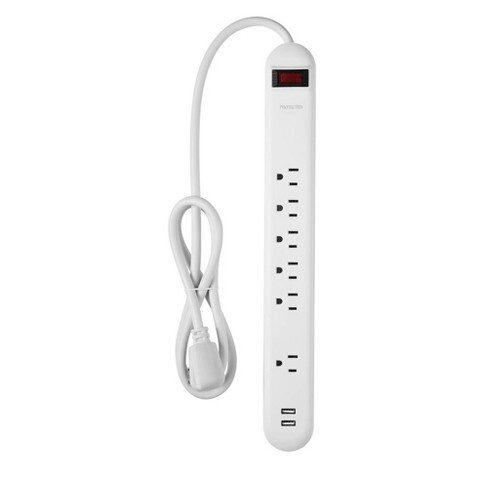 Globe PROTECTOR SOBRE SOBRETENSIONES 6 TOMAS + 2USB USBC A, cable de 4 pies 1800 julios Amr