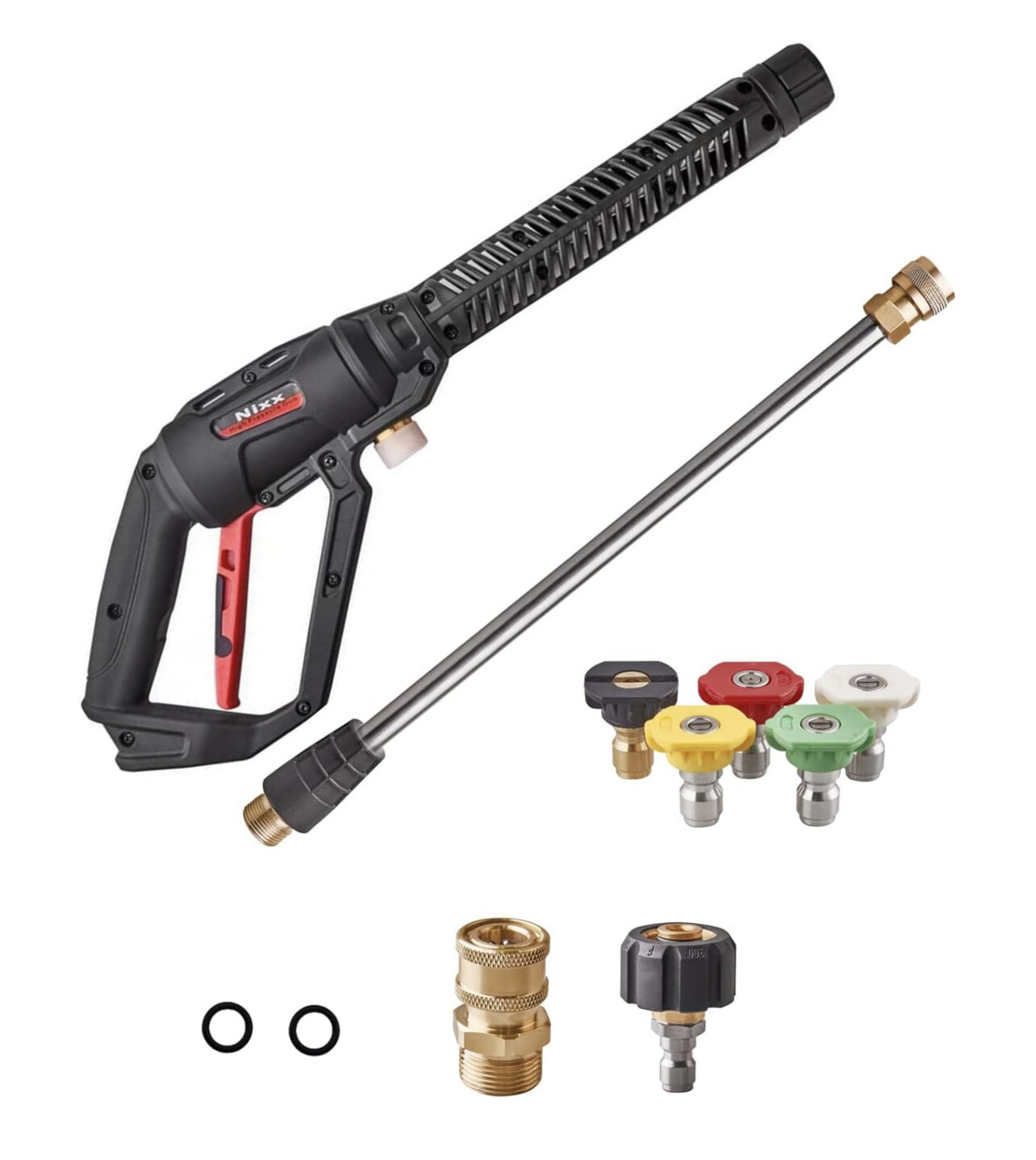 Pistola de lavado a presión con varilla de extensión de lavado a presión 4000PSI, kit de 5 puntas de boquilla pulverizadora