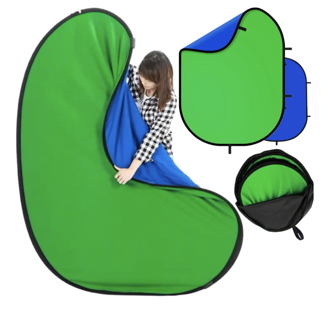 Pantalla azul Fondo de pantalla verde Pantalla verde plegable de doble cara con bolsa de transporte,(Blue Green Screen, 39.4 * 59.1&quot;)