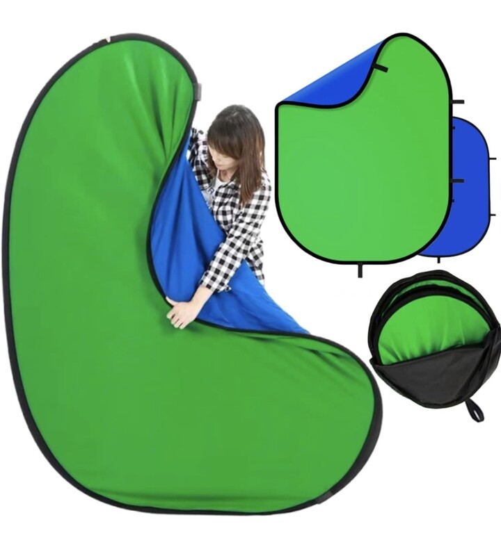Fondo de pantalla verde con pantalla azul, pantalla verde plegable de doble cara con bolsa de transporte, (pantalla verde azul, 59,1 x 78,7 pulgadas