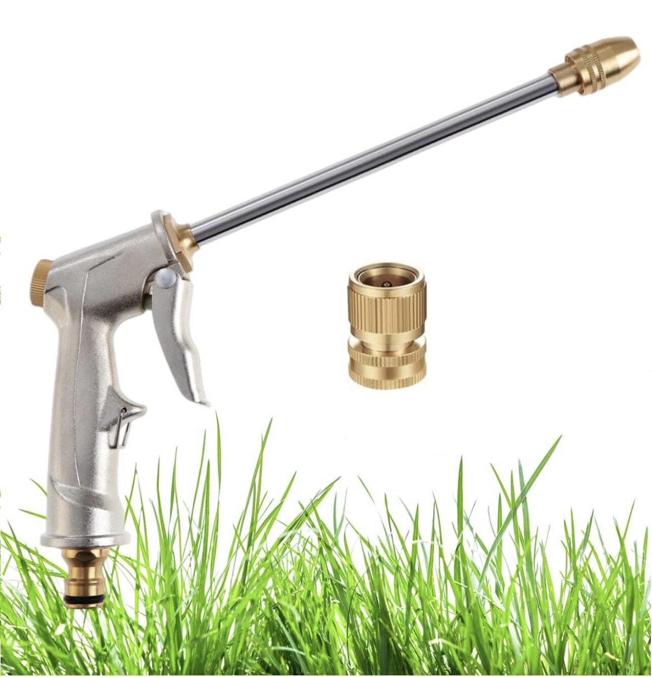 Boquilla para manguera de jardín, pistola rociadora con boquilla para manguera de agua de alta presión, cabezal que se adapta a todas las roscas de manguera de jardín de 3/4&quot;