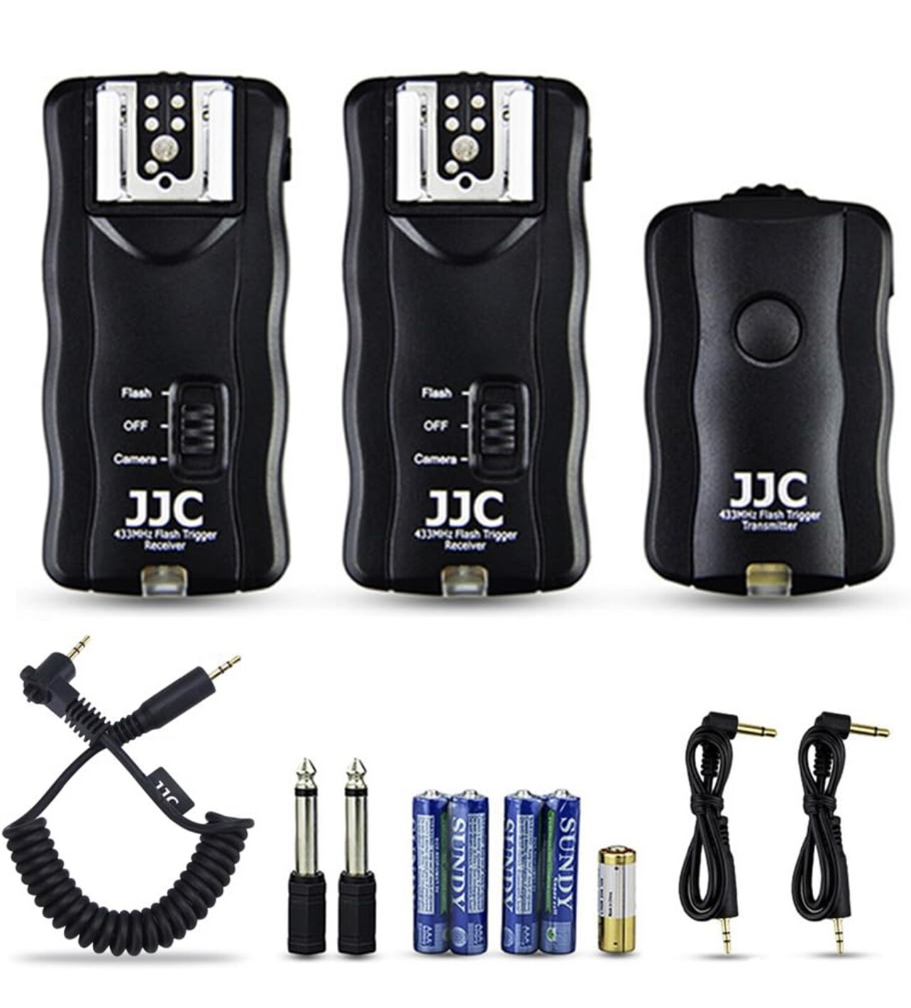 JJC 3 en 1 disparador de flash inalámbrico y control remoto del obturador con dos receptores kit para Canon Rebel