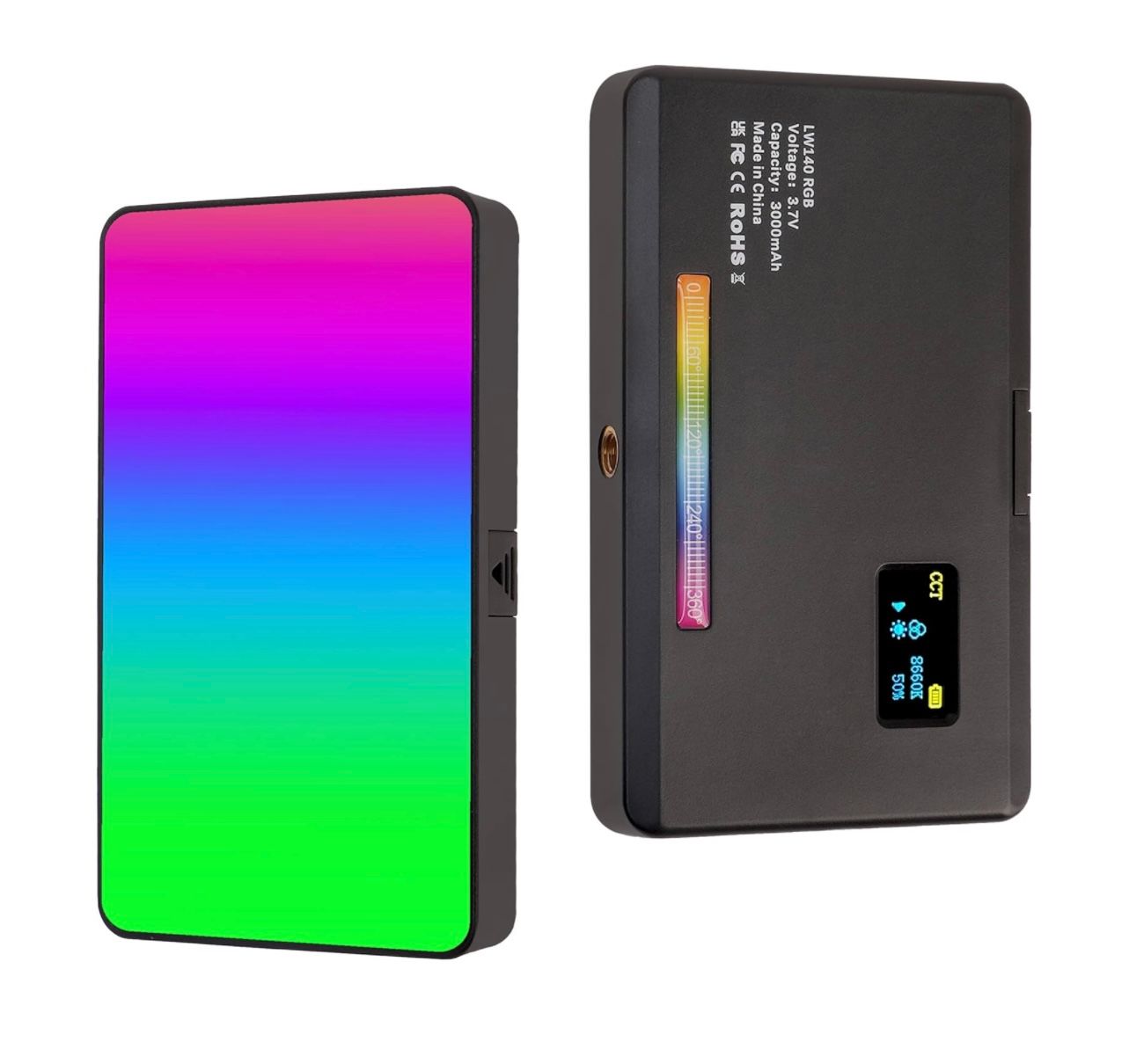 Luz de vídeo LED 140 RGB, luz de cámara DSLR para YouTube, TikTok, Vlog, CRI 95+, 2500K-9000K, recargable integrada de 3000mAh