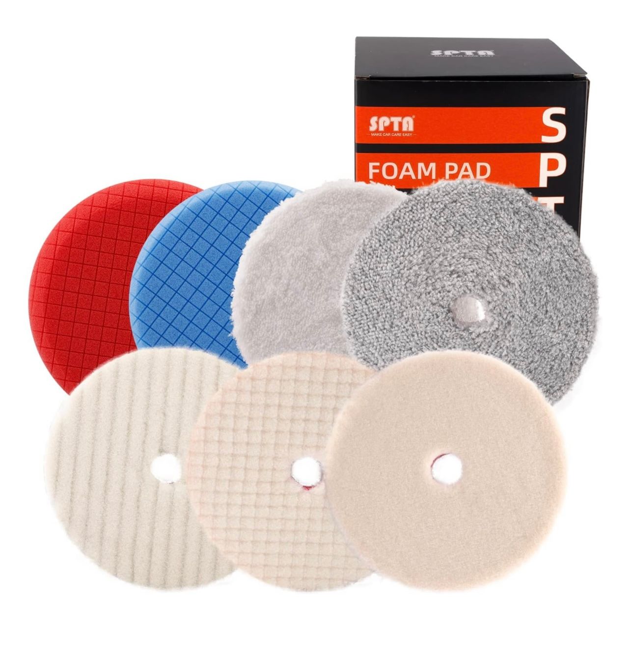 Almohadillas de pulido para pulir, SPTA 7 piezas de cara de 5,5 pulgadas para placa de respaldo de 5 pulgadas y 125 mm Kit de almohadillas