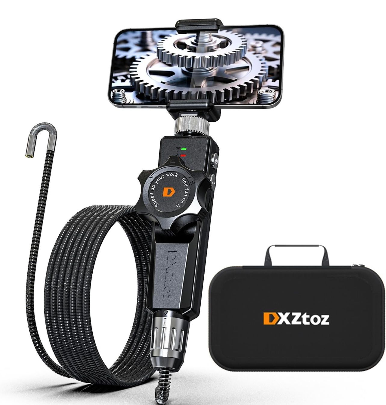 Boroscopio articulado bidireccional, cámara endoscópica inalámbrica DXZtoz con cámara de serpiente de articulación pequeña de 6,5 mm, cámara de inspección de vídeo 1080P con luz para iPhone, Android
