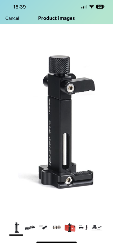Sunwayfoto CPC-02 Abrazadera para teléfono Soporte para trípode Abrazadera para teléfono inteligente Adaptador Montaje Aluminio Arca Swiss