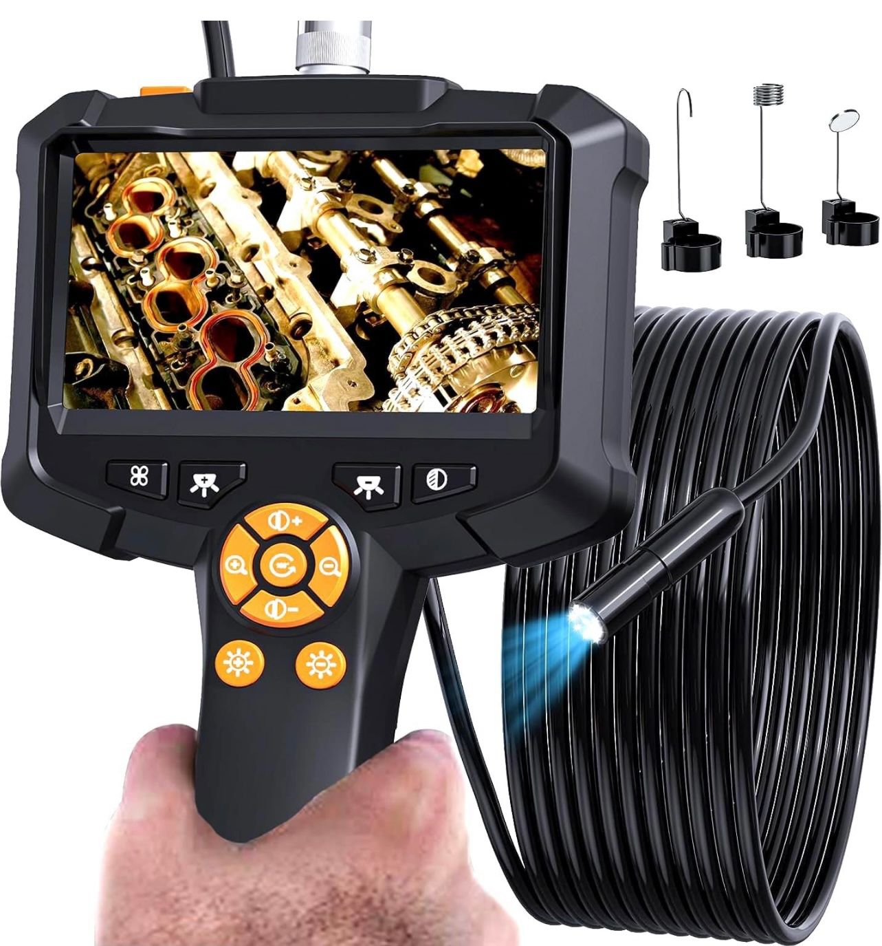 Boroscopio, cámara endoscópica de 4,3&quot; con luz, endoscopio impermeable IP67, cámara de inspección HD 1080, cámara boroscopio con luz, cámara tipo serpiente, cámara endoscópica de 16,5 pies