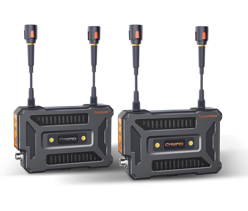 Transmisor y Receptor de Video Inalámbrico, 1110FT/338M de Largo Alcance, Baja Latencia 0.05S, Sistema de Transmisión de Video HDMI 1080P, Banda Dual 2.4G/5G, Fuente de Alimentación de 3 Vías, Plug &amp;