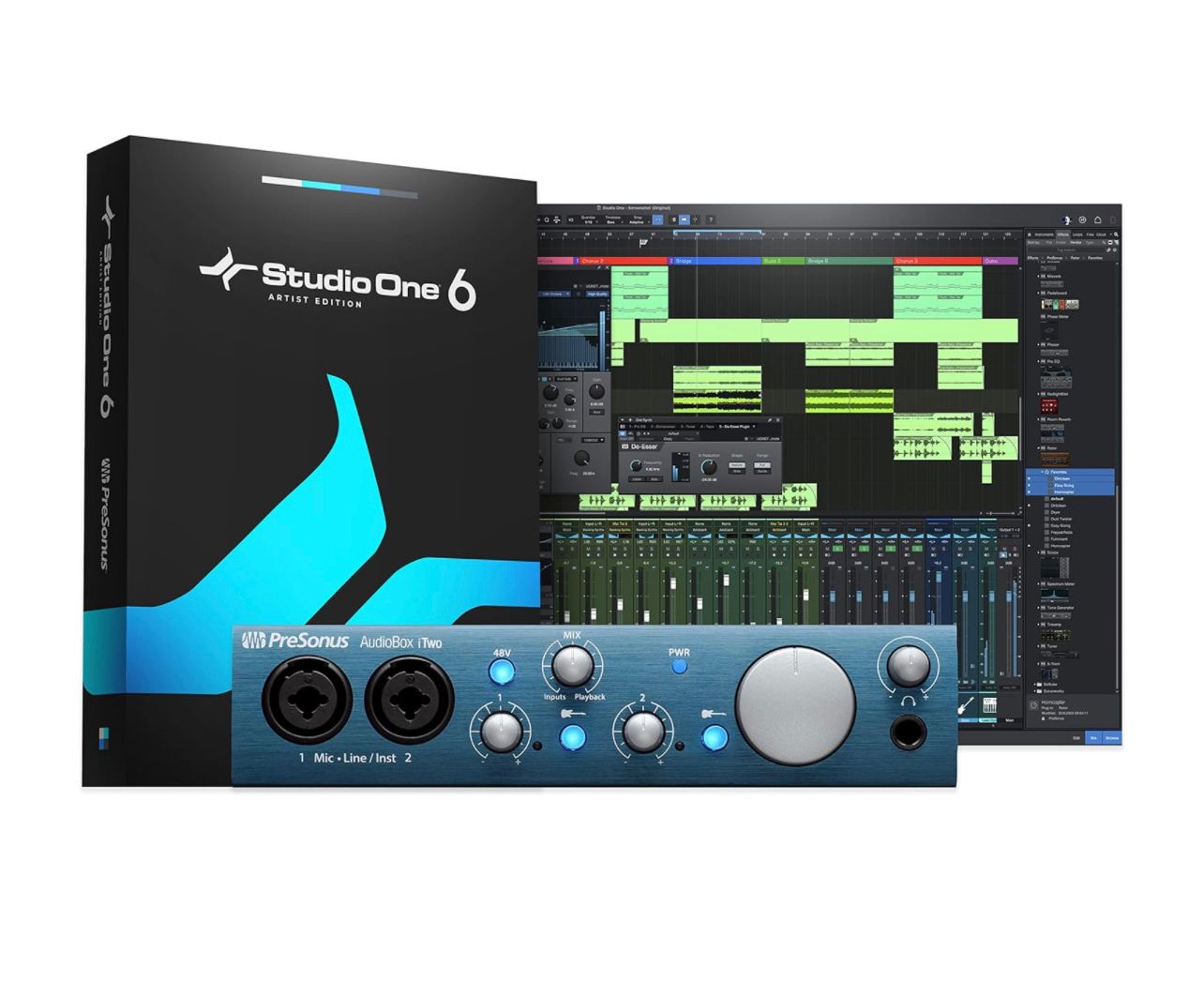 PreSonus AudioBox iTwo 2x2 USB/iPad Interfaz de audio con Studio One Artist y software de grabación DAW Ableton Live Lite