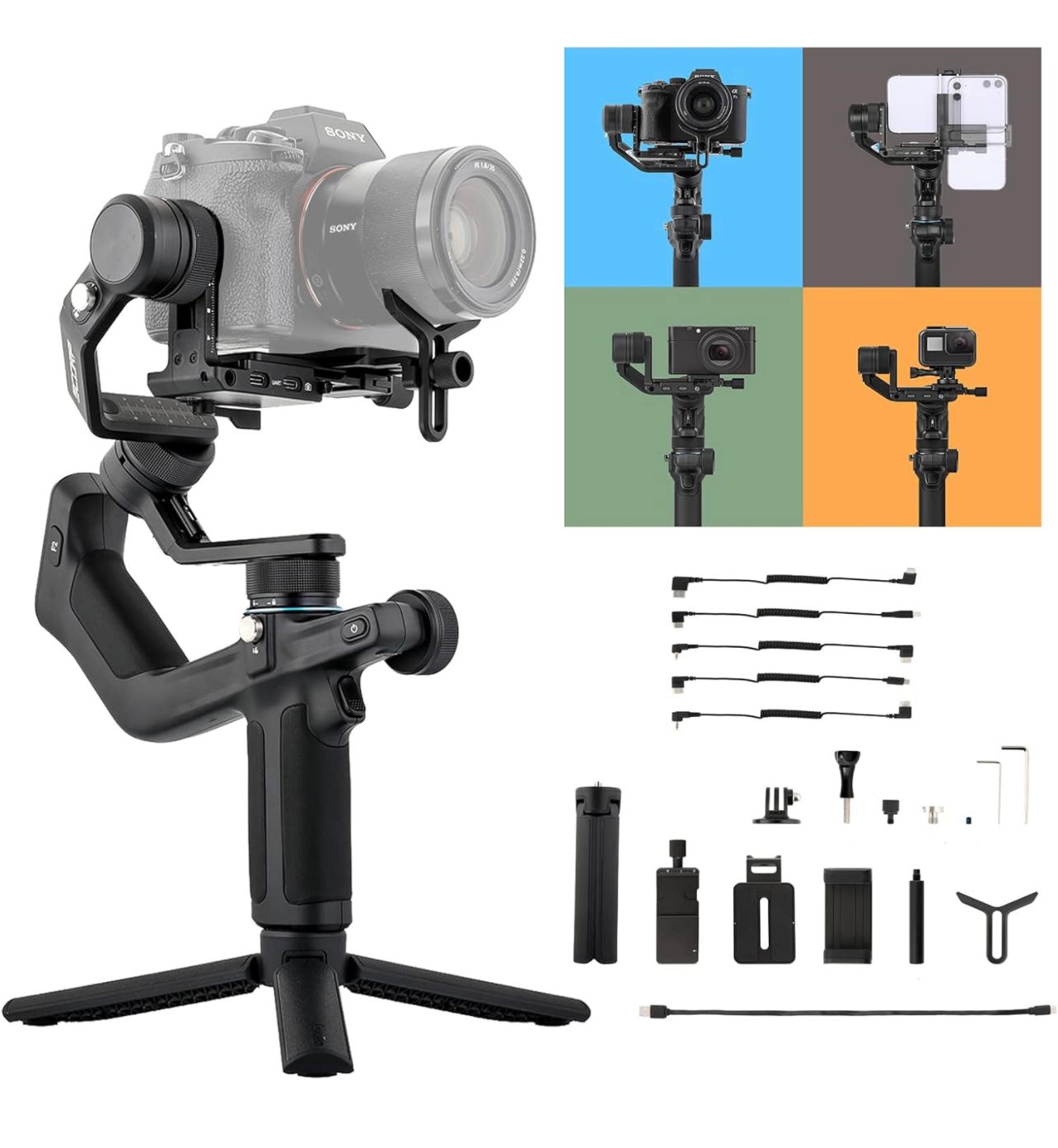 FeiyuTech SCORP Mini Estabilizador de cámara de 3 ejes todo en uno portátil sin espejo/bolsillo/cámara de acción/cardán para teléfono inteligente, para Canon Panasonic Fujifilm Sony, Gopro12