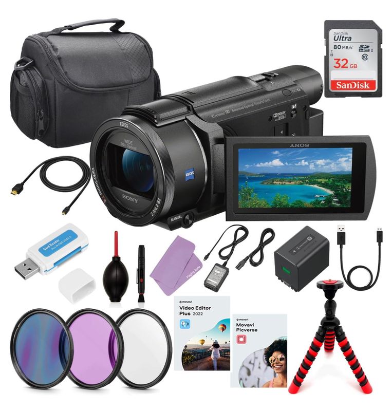 Paquete de videocámara Sony FDR-AX53 4K Ultra HD Handycam (FDRAX53/B) + kit de accesorios de inicio