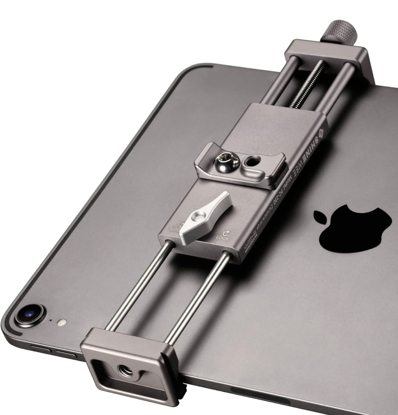 Soporte metálico para iPad para trípode, tornillo de 1/4&quot;, soportes de placa de riel Acra/RRS, Usado en buen estado