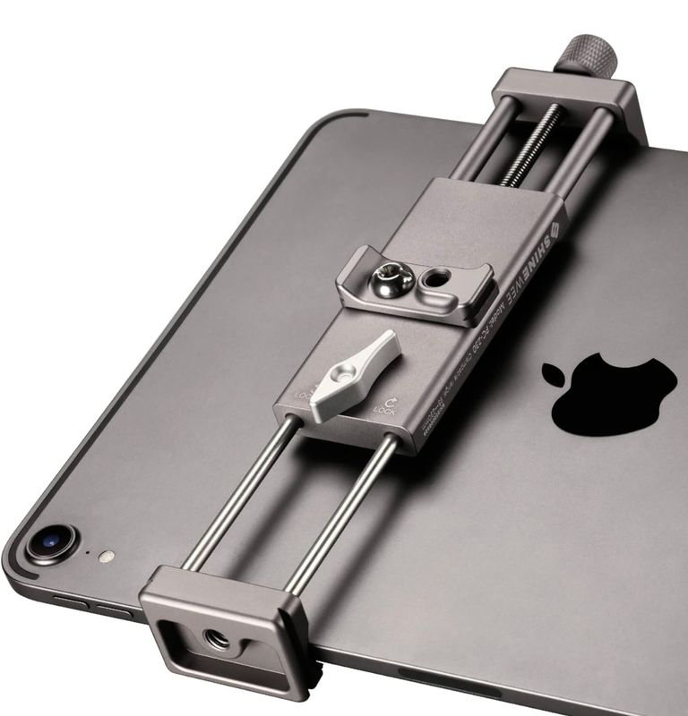Soporte metálico para iPad para trípode, tornillo de 1/4&quot;, soportes de placa de riel Acra/RRS, Usado en buen estado