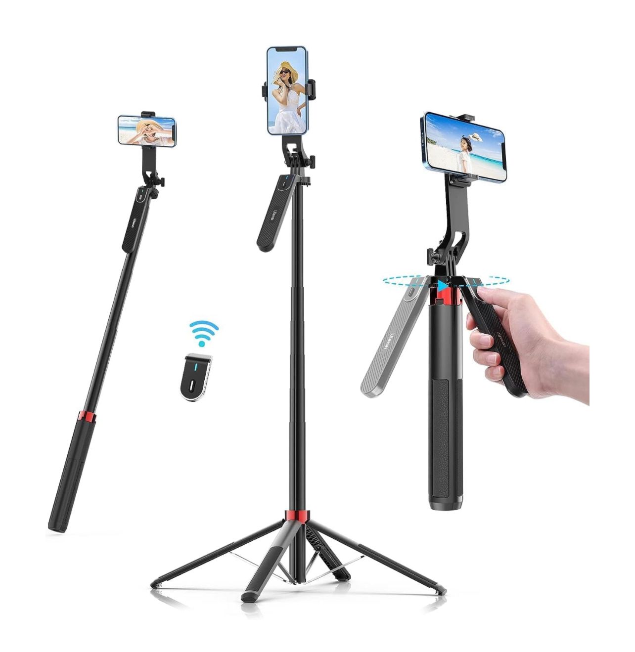 Trípode Ulanzi MA09 Selfie Stick, trípode extensible para teléfono de 71&quot; con control remoto