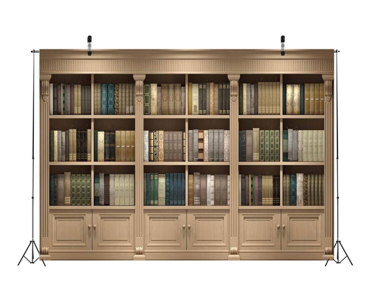 BELECO 10x8ft Tela Vintage Estantería de Madera Telón de Fondo Biblioteca Estudio Sala de Estar Librería Libros Fondo