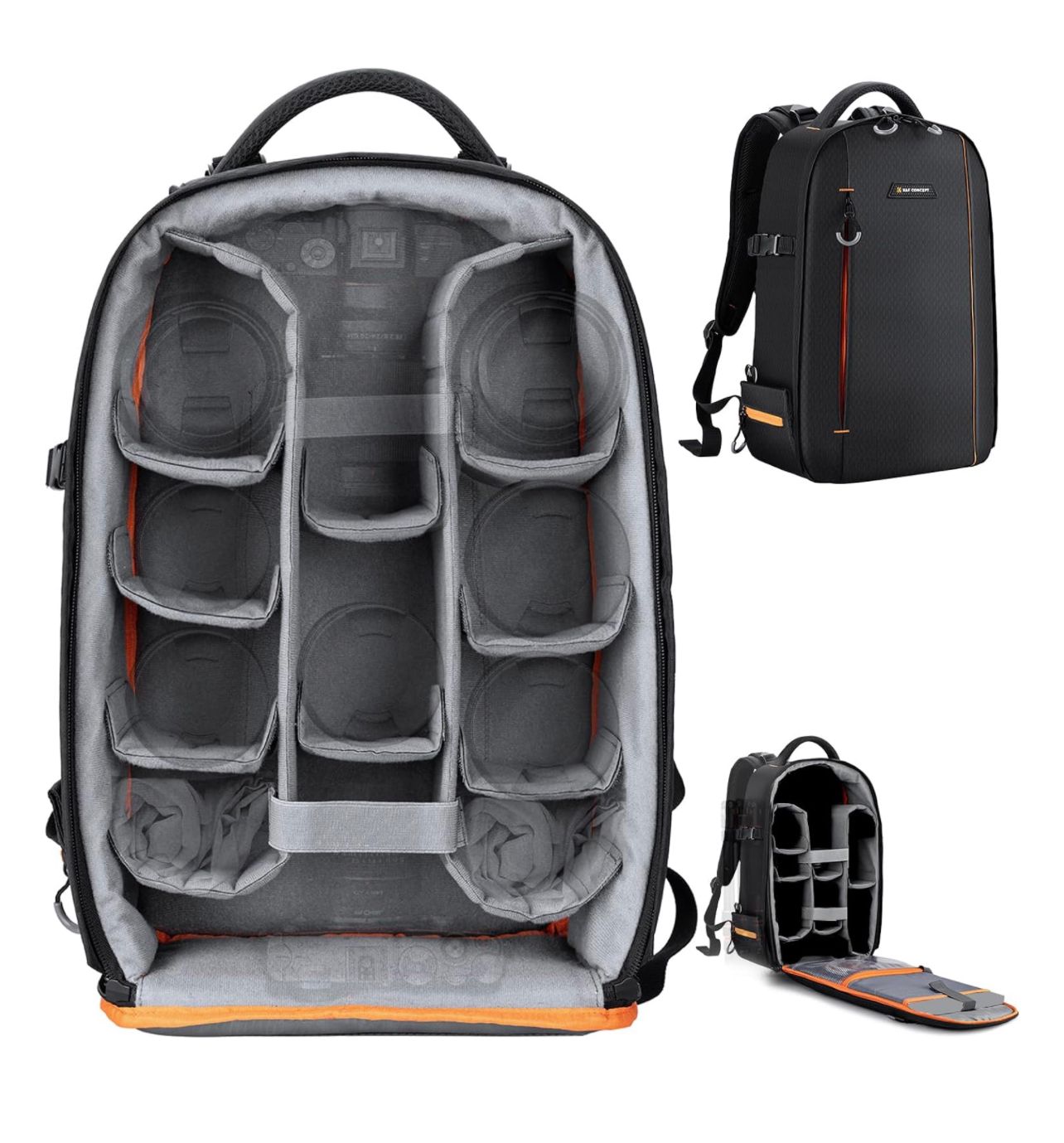 K&amp;F Concept Mochila para cámara para fotógrafos Bolsa Grande Impermeable para cámara fotográfica con Compartimento para computadora portátil/trípode