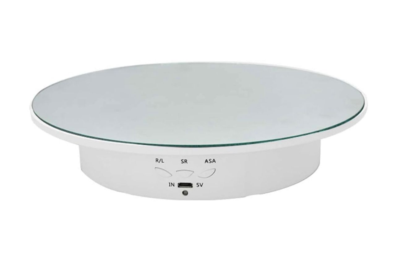 360-Degree Electric Rotary Turntable, Recargable Bajo Ruido Ajustable Rotación Suave Soporte de Exhibición Antideslizante 7.8 pulgadas