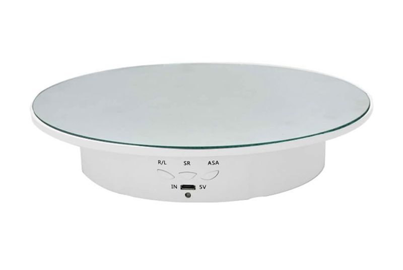 360-Degree Electric Rotary Turntable, Recargable Bajo Ruido Ajustable Rotación Suave Soporte de Exhibición Antideslizante 7.8 pulgadas