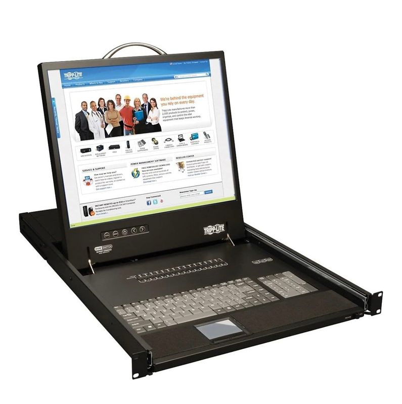 Tripp Lite B040-016-19 Consola KVM VGA de 16 puertos con monitor LCD de 19 pulgadas, teclado y panel táctil