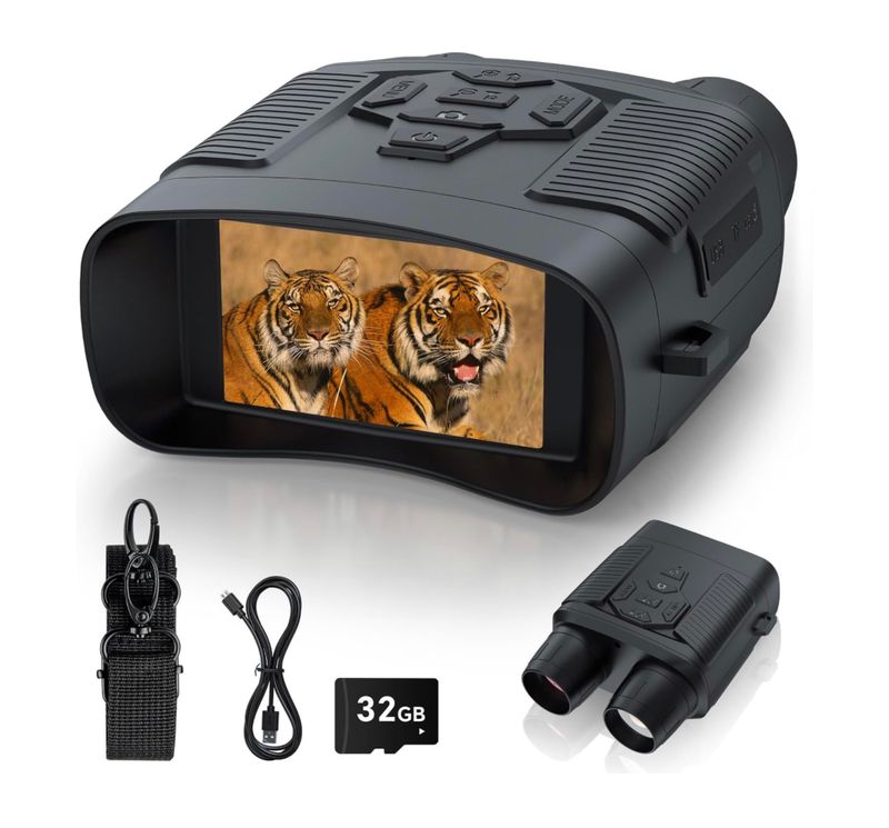 Gafas de visión nocturna, binoculares de visión nocturna por infrarrojos digitales Profey 4K para adultos, día y noche, pantalla de 3&#39;&#39;, visión nocturna recargable para caza con 7 niveles de brillo, i