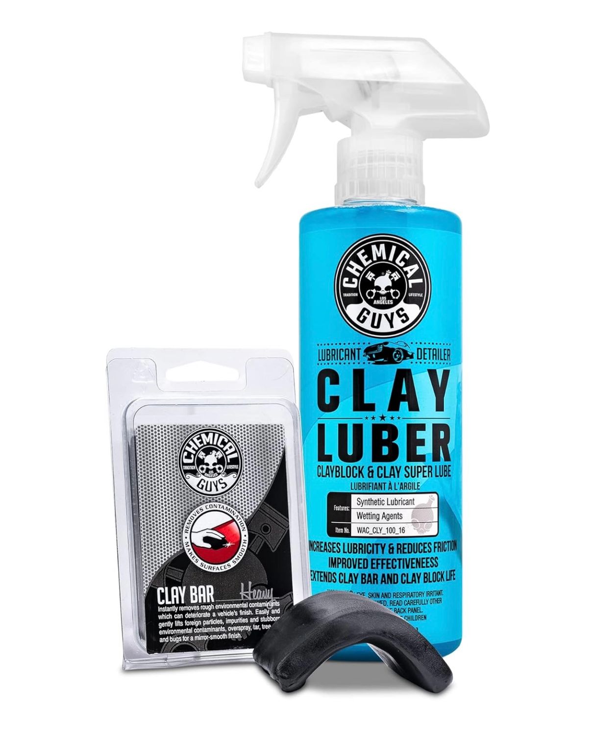 Chemical Guys CLY_KIT_1 Kit de lubricante sintético para barra de arcilla resistente y lubricante, 16 oz