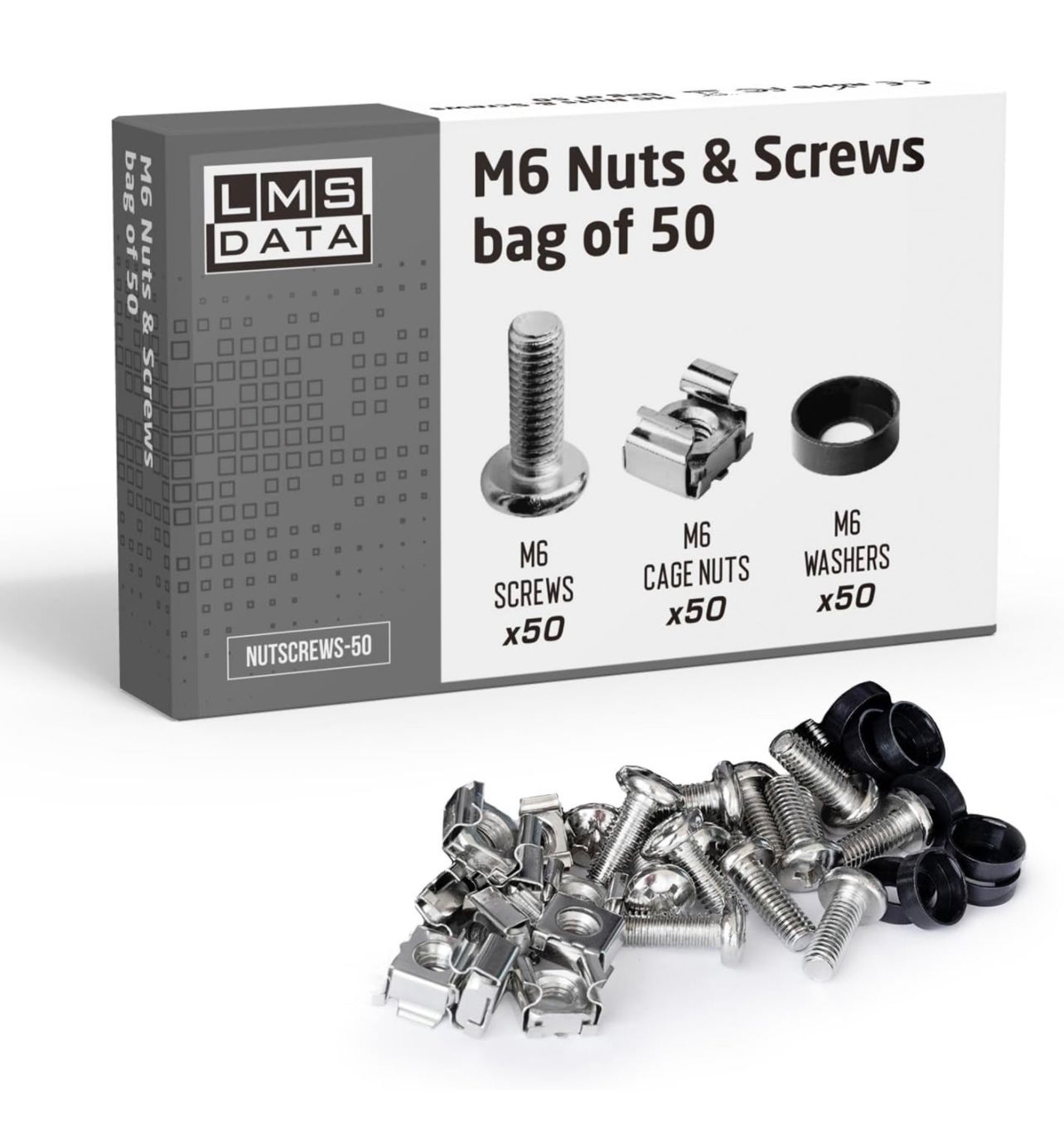 Paquete de 50 tuercas enjauladas y tornillos M6 de níquel para montaje en rack de servidores de 19&quot; y 10&quot;, paneles de conexión y estantes de servidores