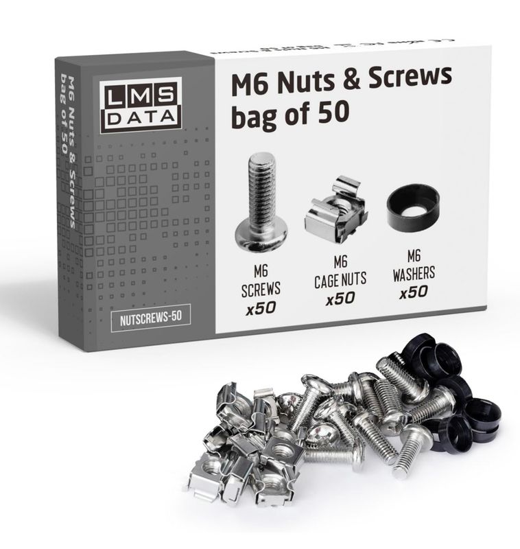 Paquete de 50 tuercas enjauladas y tornillos M6 de níquel para montaje en rack de servidores de 19&quot; y 10&quot;, paneles de conexión y estantes de servidores