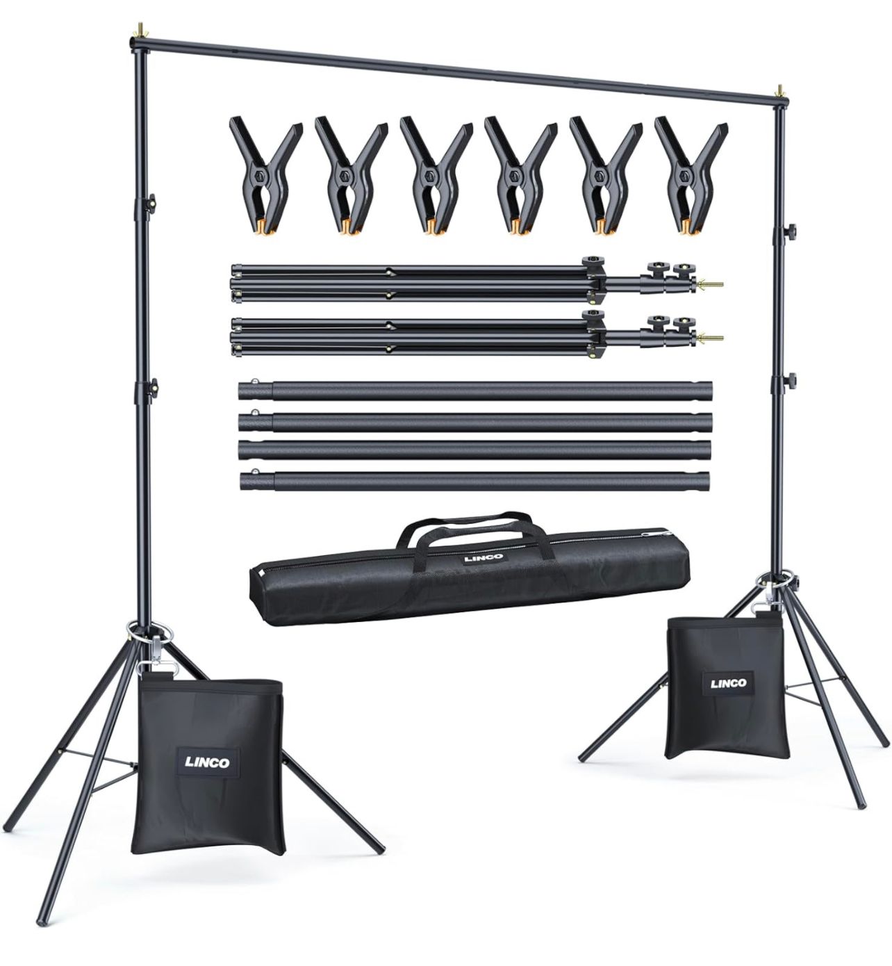 LINCO - Kit de soporte para fondo de fotografía de 10 x 7 pies, ajustable, para fiestas