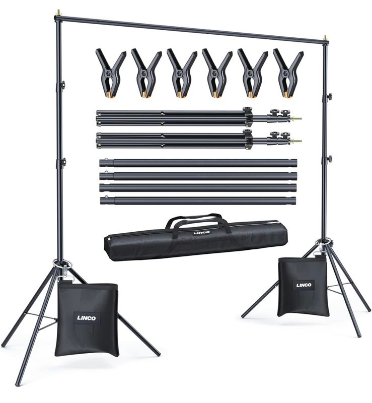 LINCO - Kit de soporte para fondo de fotografía de 10 x 7 pies, ajustable, para fiestas