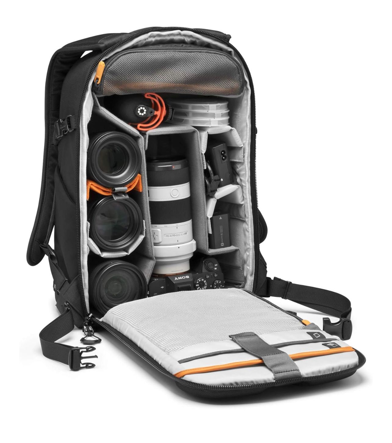 Mochila para cámara DSLR y sin espejo Lowepro Flipside BP 300 AW III - Negra - con acceso trasero - con acceso lateral - con divisores ajustables