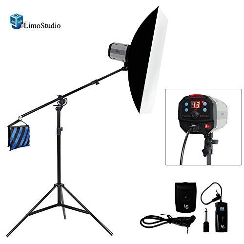 LimoStudio 300W Flash Strobe Light Photo Studio Monolight Speedlite Lighting Kit, 24&quot;x 16&quot; Softbox 2-way Boom Stand Kit