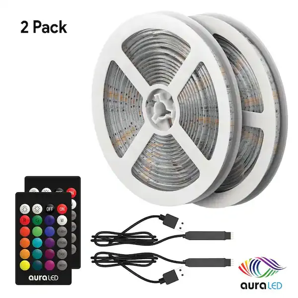 Kit de luces LED Aura ColorStrip de 14 pies, paquete de 2