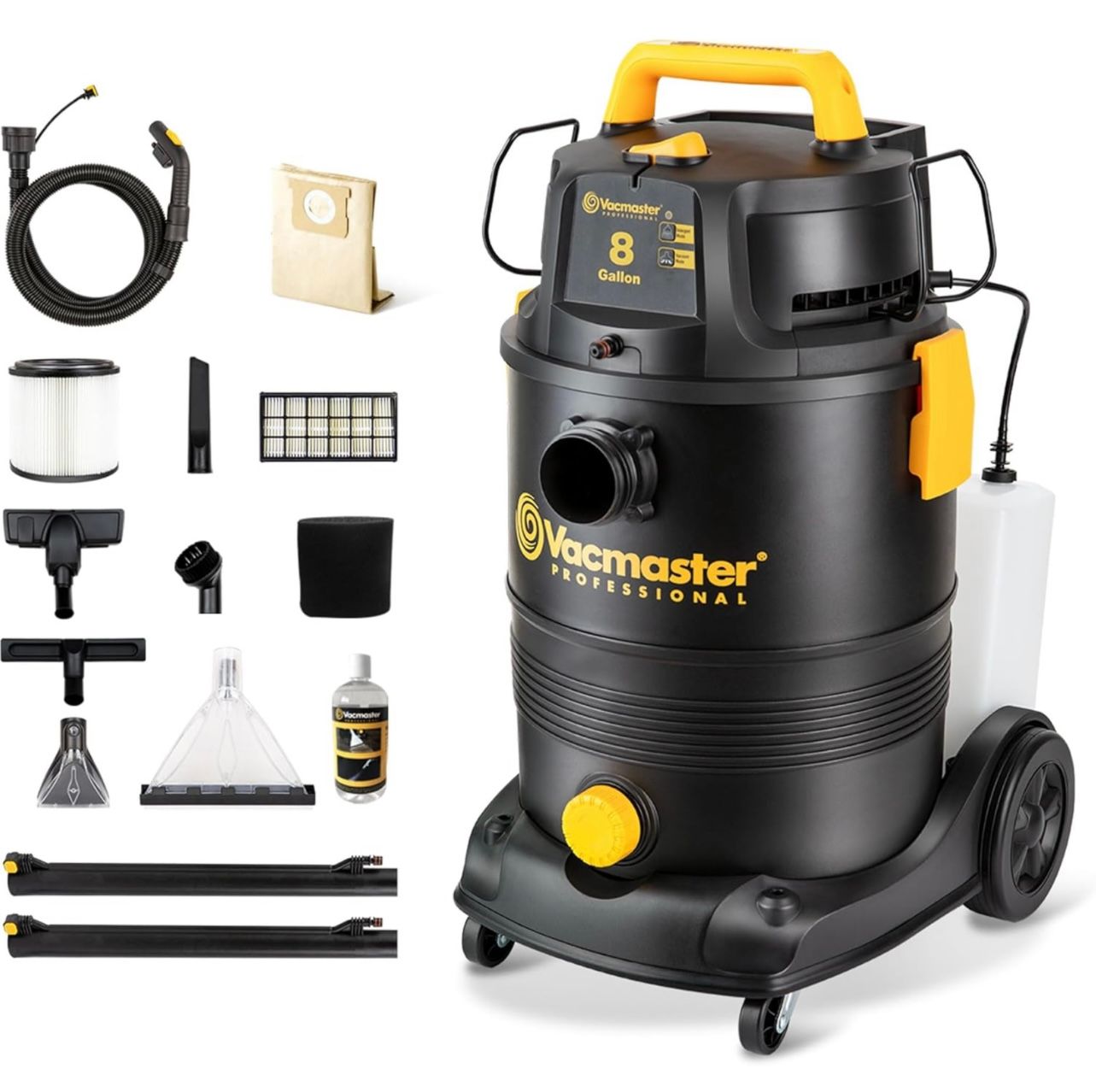 Aspiradora Vacmaster de 8 galones y 5,5 HP pico para champú en húmedo, seco y para tapicería